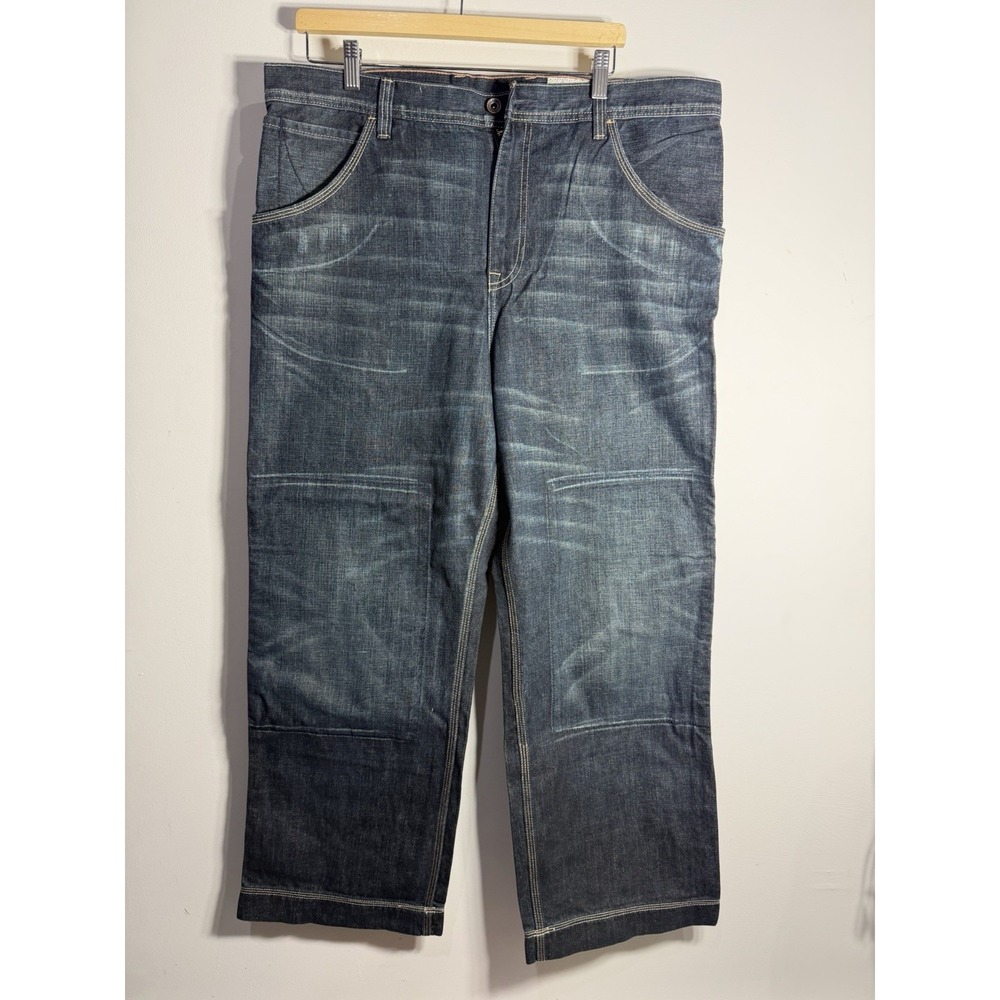 Vintage RN 54023 Gap Worker Jean Mens 38x30 Dark Wash Double Knee Denim